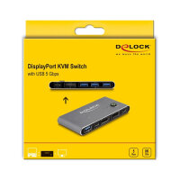 DELOCK DisplayPort KVM Switch 8K 30 Hz mit USB 5 Gbps