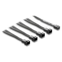 Delock Lüfterkabel Splitter 1 x 4 Pin PWM Buchse zu 4 x 4 Pin PWM Stecker schwarz ? 40 cm Länge mit 20 cm Abzweigen