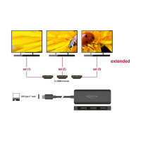 DELOCK USB Type-C Splitter DP Alt Mode zu 3 x HDMI MST 4K 60 Hz