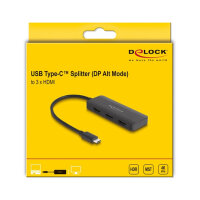 DELOCK USB Type-C Splitter DP Alt Mode zu 3 x HDMI MST 4K 60 Hz