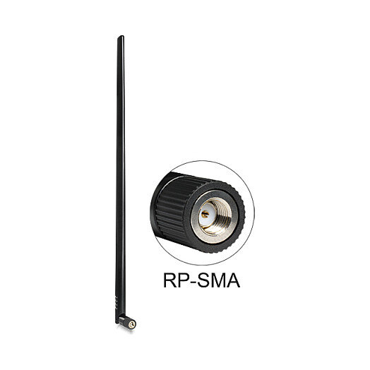 DELOCK Antenne WLAN RP-SMA 802.11 b/g/n 9 dBi omni Gelenk schwarz