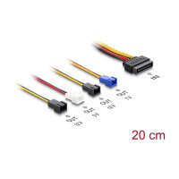 Delock Stromversorgungskabel SATA 15 Pin Stecker zu 4 x 2 Pin Lüfter (12 V / 7 V / 5 V) 20 cm