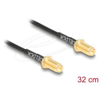 Delock Antennenkabel RP-SMA Buchse zum Einbau zu RP-SMA Buchse zum Einbau RG-174 32 cm