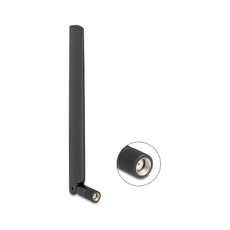 Delock WiFi 7 Antenne RP-SMA Stecker 2,0 - 4,4 dBi 17 cm omnidirektional mit Kippgelenk schwarz
