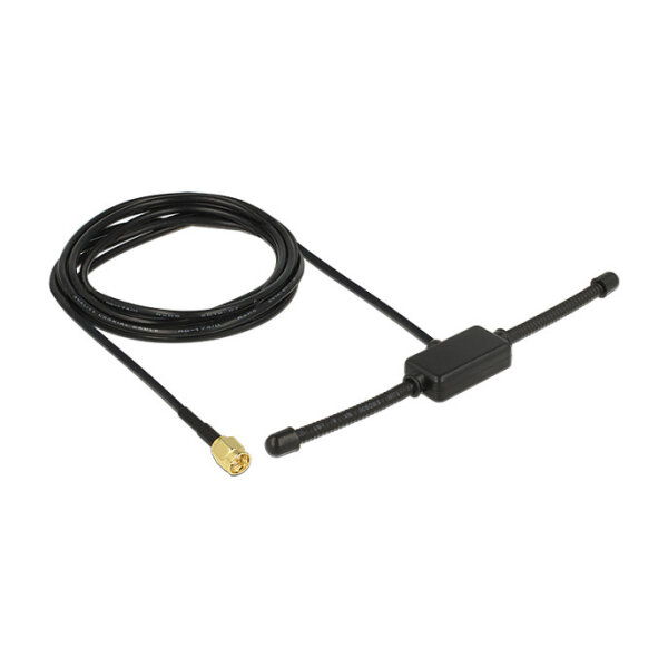 Delock ISM 433 MHz Antenne SMA Stecker 3 dBi omnidirektional starr schwarz Klebemontage