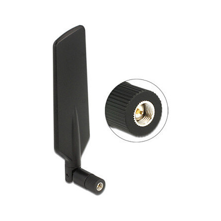 Delock LTE Antenne SMA Stecker 0,5 - 3 dBi omnidirektional drehbar mit Kippgelenk schwarz
