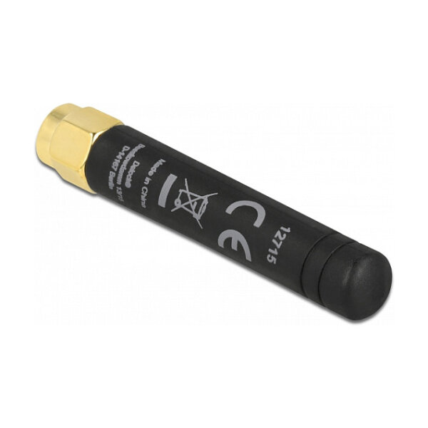 Delock LPWAN 868 MHz Antenne SMA Stecker 1,6 dBi omnidirektional starr schwarz
