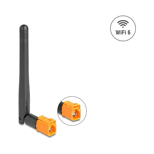 Delock WiFi 6 Antenne FAKRA M Buchse 2,5 - 3,0 dBi omnidirektional mit Kippgelenk schwarz