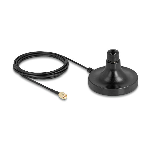 Delock Magnetischer Antennen Standfuß 1 x N Buchse zu 1 x RP-SMA Stecker ULA100 3 m outdoor schwarz