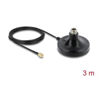 Delock Magnetischer Antennen Standfuß 1 x N Buchse zu 1 x RP-SMA Stecker ULA100 3 m outdoor schwarz
