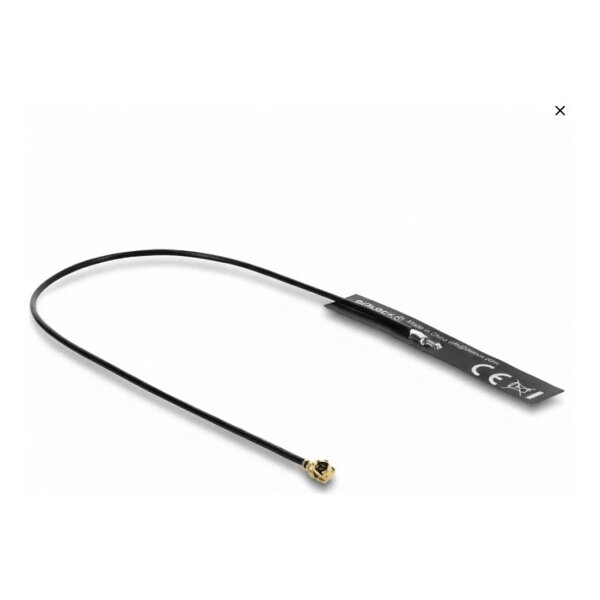 Delock WiFi 2,4 GHz Antenne I-PEX Inc., MHF® I Stecker 3,4 dBi omnidirektional mit Anschlusskabel 1.13 18 cm FPC intern Klebemontage