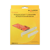 PCI Express x4 Karte > 1 x intern NVMe M.2 Key M 110 mm mit Kühlkörper - Low Profile Formfaktor