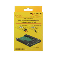2.5? Konverter SATA 22 Pin / USB 2.0 Typ Mini-B > 1 x mSATA / Mini PCIe Slot