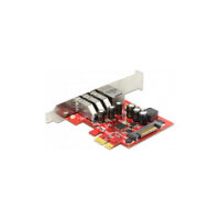 PCI Express x1 Karte zu 3 x extern USB 5 Gbps + 1 x extern Gigabit LAN - Low Profile Formfaktor