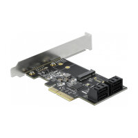 4 Port SATA und 1 Slot M.2 Key B PCI Express x4 Karte - Low Profile Formfaktor
