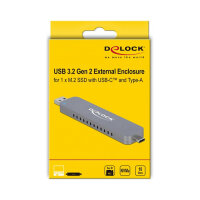 Externes Gehäuse für M.2 NVMe PCIe SSD mit USB Type-C™ und Typ-A Stecker