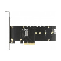 PCI Express x4 Karte zu 1 x intern NVMe M.2 Key M mit Kühlkörper und RGB LED Beleuchtung - Low Profile Formfaktor