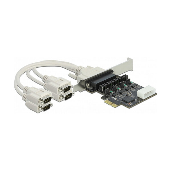 PCI Express x1 Karte zu 4 x Seriell RS-232 mit Spannungsversorgung 5 V / 12 V