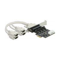 PCI Express x1 Karte zu 4 x Seriell RS-232 mit Spannungsversorgung 5 V / 12 V