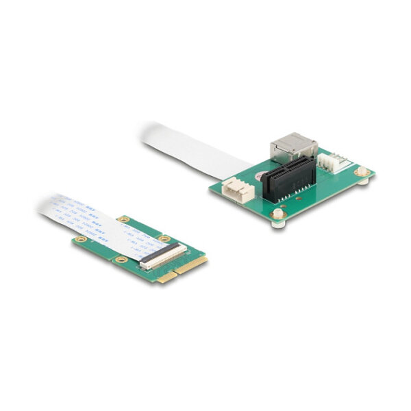 Konverter Mini PCIe Stecker zu PCI Express x1 Slot mit flexiblem Kabel und USB Port