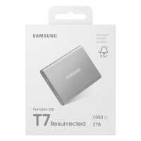 2TB Samsung Portable T7 Resurrected USB-C 3.1 (10Gb/?s) Silber externe Festplatte SSD