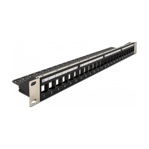 Delock 19? Keystone Patchpanel 24 Port mit Entlastungsschiene schwarz