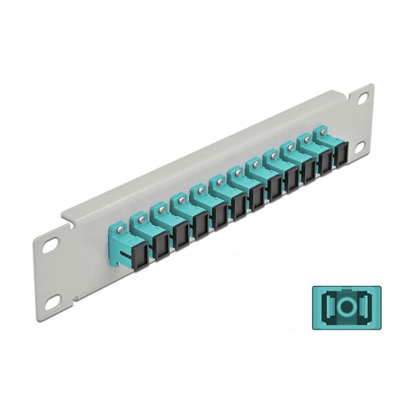 Delock 10? LWL Patchpanel 12 Port SC Simplex aqua 1 HE grau