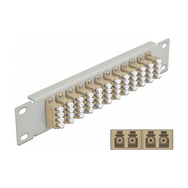 Delock 10? LWL Patchpanel 12 Port LC Quad beige 1 HE grau