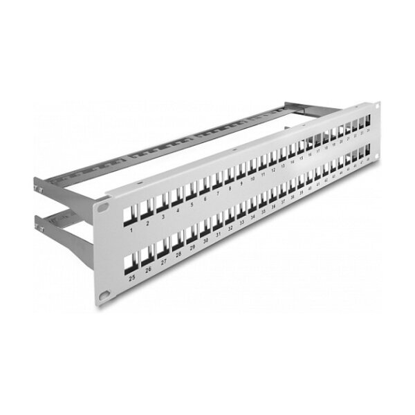 Delock 19? Keystone Patchpanel 48 Port mit Entlastungsschienen 2 HE grau