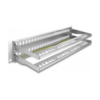 Delock 19? Keystone Patchpanel 48 Port mit Entlastungsschienen 2 HE grau
