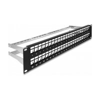 Delock 19? Keystone Patchpanel 48 Port mit Entlastungsschienen 2 HE schwarz