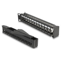 Delock 19? Keystone Patchpanel 24 Port mit Entlastungsschiene 1 HE gewinkelt schwarz