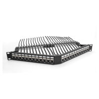 Delock 19? Keystone Patchpanel 24 Port mit Entlastungsschiene 1 HE gewinkelt schwarz