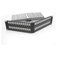 Delock 19? Keystone Patchpanel 48 Port mit Entlastungsschiene 2 HE gewinkelt schwarz