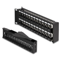 Delock 19? Keystone Patchpanel 48 Port mit Entlastungsschiene 2 HE gewinkelt schwarz