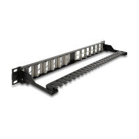 Delock 19? Keystone Patchpanel 24 Port gewinkelt mit Entlastungsschiene schwarz