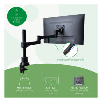 R-Go Monitorarm 0"-32" 2TFT Max.8KG(2x) Zepher4 silb.