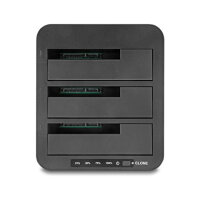 USB Dockingstation für 3 x SATA HDD / SSD mit 1:2 Klon Funktion