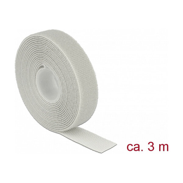 Klettband auf Rolle L 3 m x B 20 mm grau