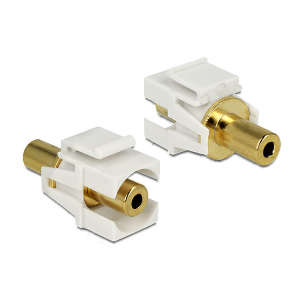 Keystone Modul Klinkenbuchse 3,5 mm 3 Pin zu Klinkenbuchse 3,5 mm 3 Pin vergoldet weiß