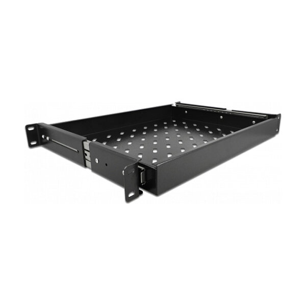 19? Ausziehbare Schublade 1 HE, längenverstellbar bis 280 mm, Tiefe 345 mm, schwarz