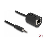 Stereo Audio Extender RJ45 Buchse zu 3,5 mm Klinkenstecker Cat.5 bis 50 m Set 2 Stück