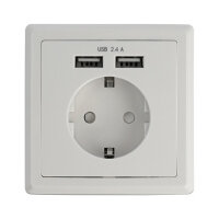 Einbausteckdose mit 2 x USB Typ-A Ladeport 2,4 A