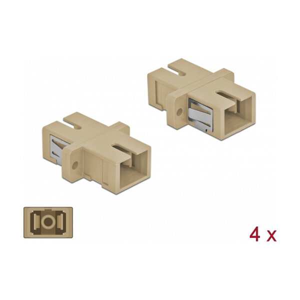 LWL Kupplung SC Simplex Buchse zu SC Simplex Buchse Multimode 4 Stück beige