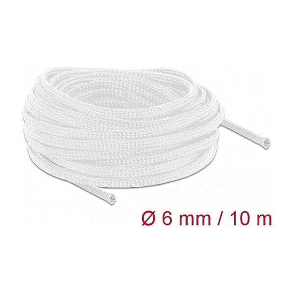 Geflechtschlauch dehnbar 10 m x 6 mm weiß