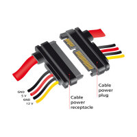 Verlängerungskabel SATA 6 Gb/s 22 Pin Stecker > SATA 22 Pin Buchse (5 V + 12 V) 30 cm