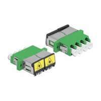 LWL Kupplung mit Laserschutzklappe LC Quad Buchse zu LC Quad Buchse Singlemode grün