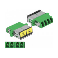 LWL Kupplung mit Laserschutzklappe LC Quad Buchse zu LC Quad Buchse Singlemode grün