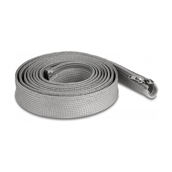 Geflechtschlauch mit Reißverschluss hitzebeständig 3 m x 30 mm grau