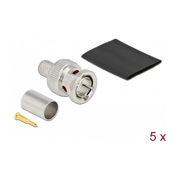 BNC Stecker zum Crimpen RG6 mit passendem Schrumpfschlauch - 5 Stück